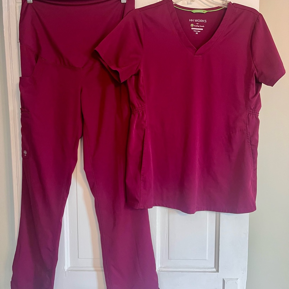 Healing Hands Women's Magenta Maternity Scrub Set